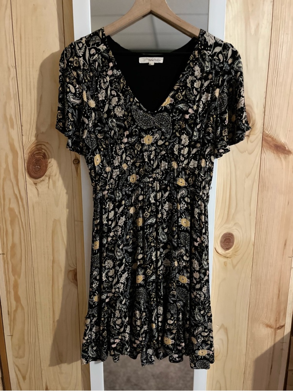 Rewind Black Floral Paisley Mini Dress